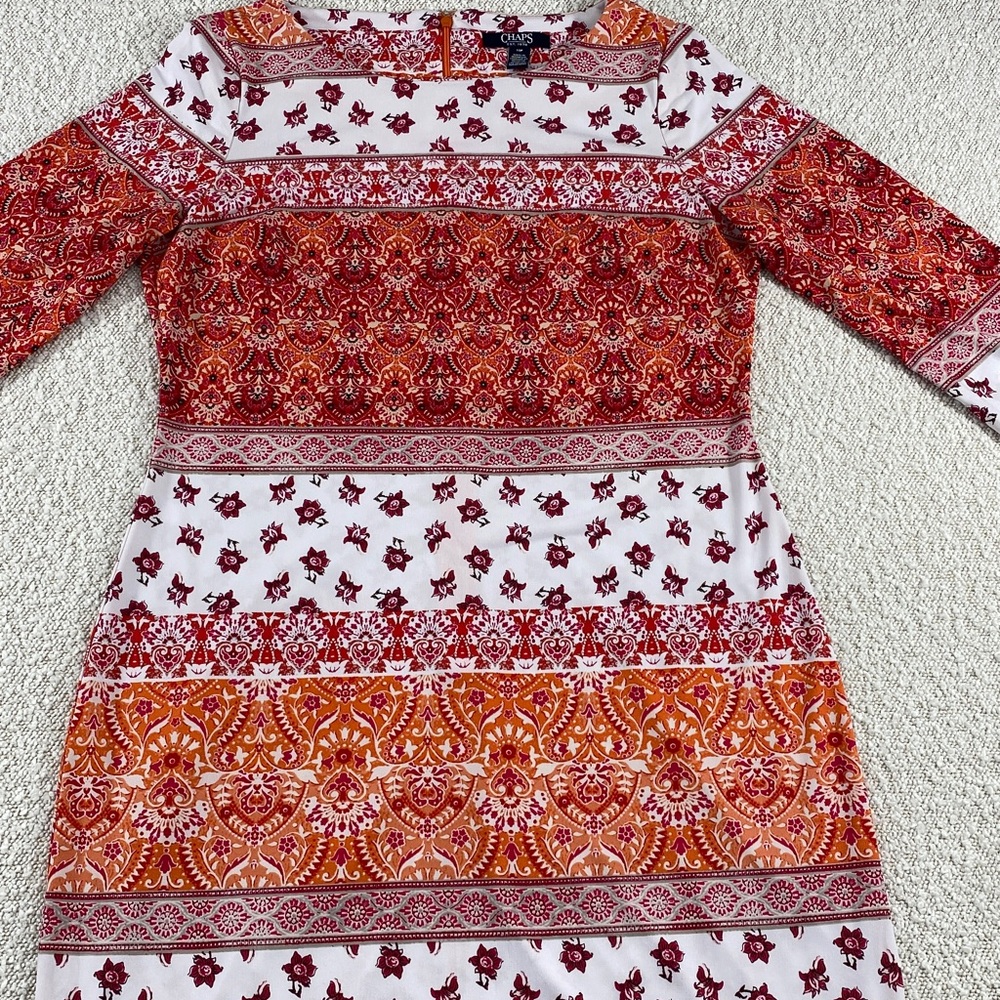 Chaps Orange & White Patterned Three-Quarter Slee… - image 3